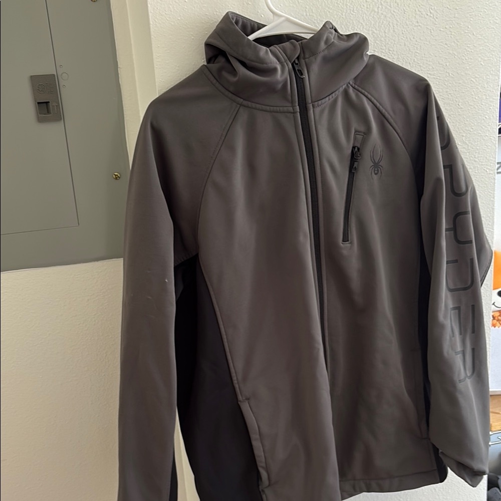 Spyder Gray Performance Jacket with Hood and Full Zipper